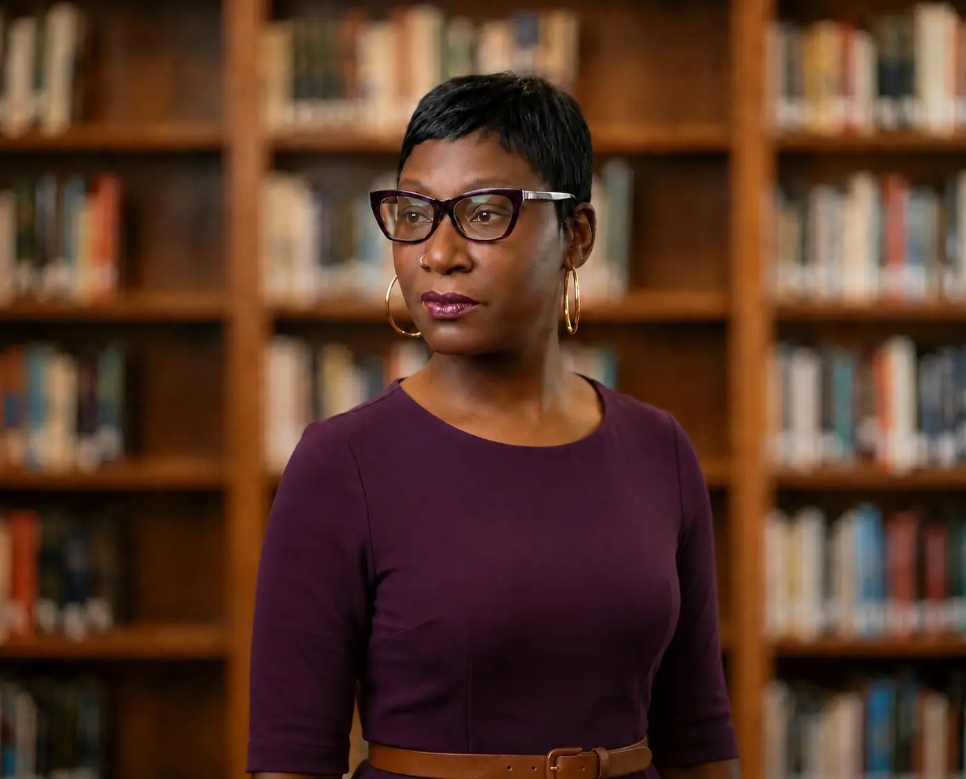 Teresa R. Fleming in a library setting